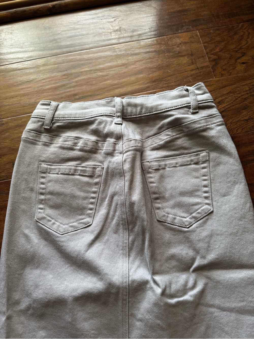 High-Waist Grey Denim Pencil Skirt - Picture 4 of 4
